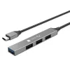 Techly IUSB32-HUB4C-3U2SLS USB-C centrmezgls ar 4 USB-A portiem, metāla korpuss, pelēks