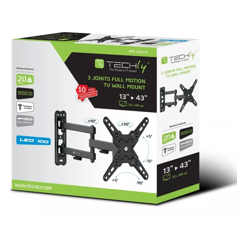 Techly ICA-LCD 423 TV stiprinājums 106,7 cm (42 collas) Melns