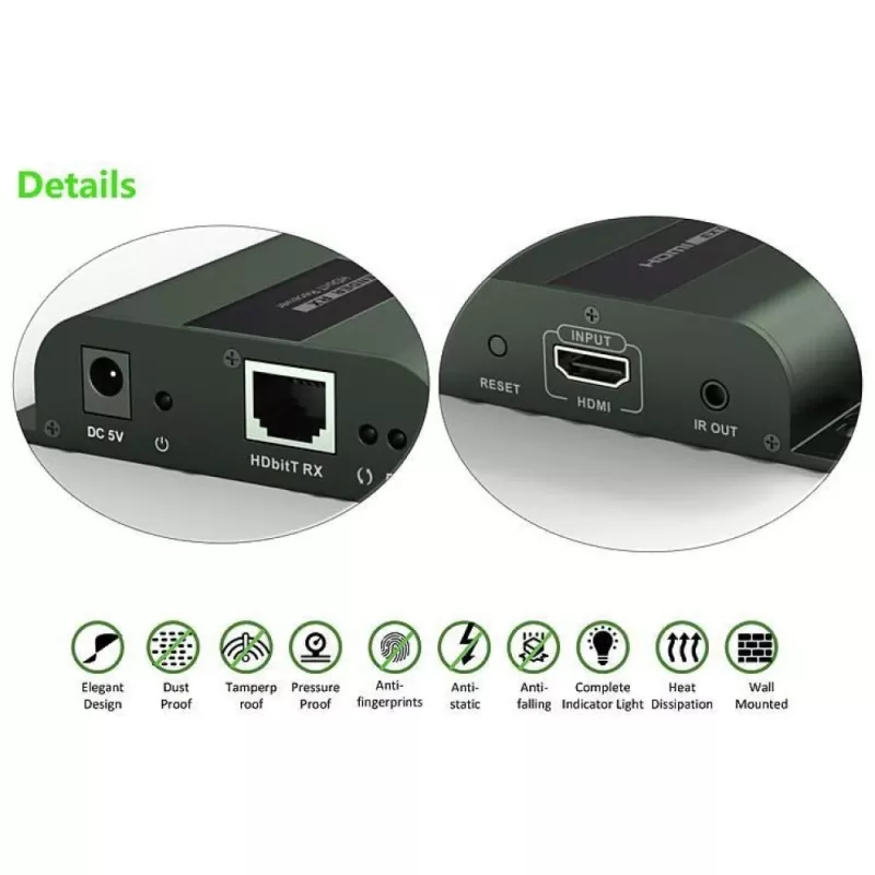 Techly HDMI HDbitT IR pagarinātāja uztvērējs 120m Cat.6 kabelim