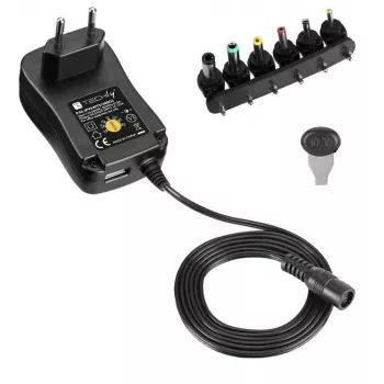 Techly IPW-NTS1000G2 universāls barošanas adapteris iekštelpām 12 W Melns