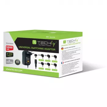 Techly IPW-NTS1000G2 universāls barošanas adapteris iekštelpām 12 W Melns