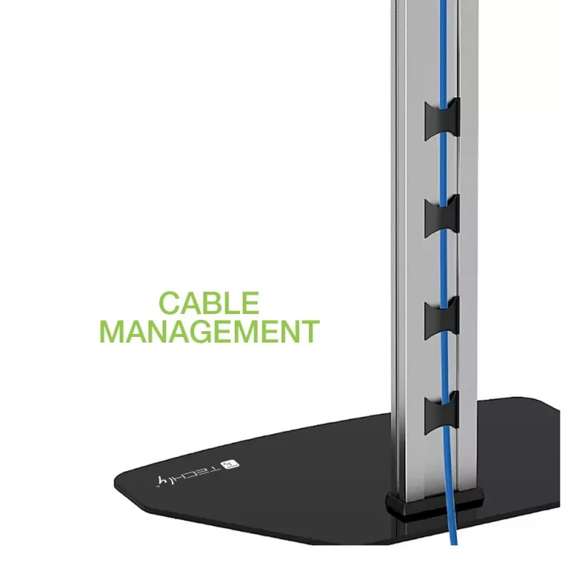 Techly grīdas statīvs televizoriem no 32 līdz 65 collām, 165,1 cm (65 inch), 400 x 200 mm, 600 x 400 mm, 90°, alumīnijs, melns, sudrabs