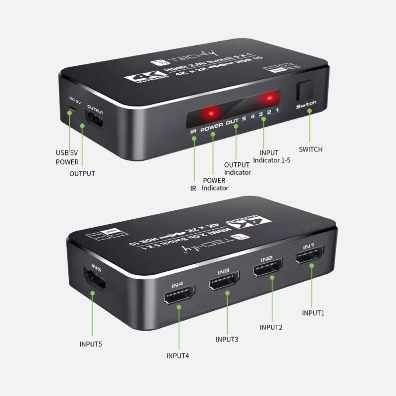 Techly IDATA HDMI2-4K5160B HDMI slēdzis
