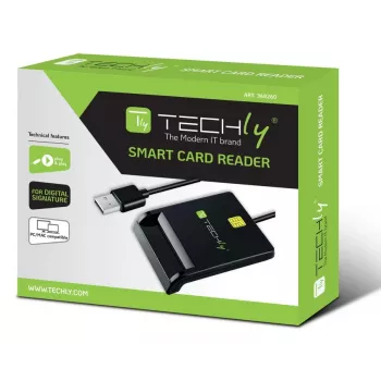 Techly I-CARD CAM-USB2TY2 viedkaršu lasītājs, USB Type-A, melns