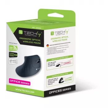 Techly IM 1100-VM-B pele medicīnas lietošanai, labā roka, RF bezvadu, optiskā, 3200 DPI