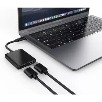 Techly IADAP USBC-HDMI2T4K video kabeļa adapteris 0.15 m USB Type-C 2 x HDMI Melns