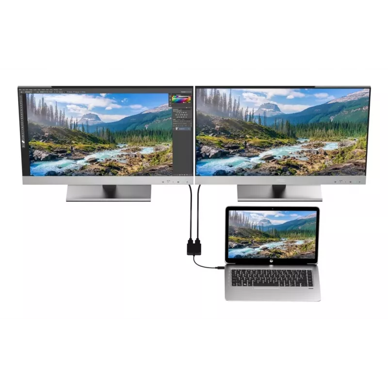 Techly IADAP USBC-HDMI2T4K video kabeļa adapteris 0.15 m USB Type-C 2 x HDMI Melns