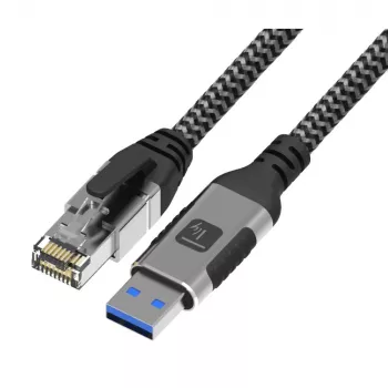Techly ICOC U3A-RJ45-020 tīkla kabelis 2 m Cat6 F/UTP (FTP) Sudrabs, Melns