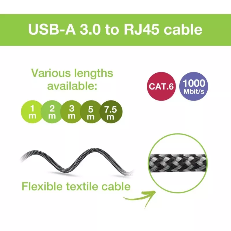 Techly ICOC U3A-RJ45-050 tīkla kabelis 5 m Cat6 F/UTP (FTP) Sudrabs, Melns