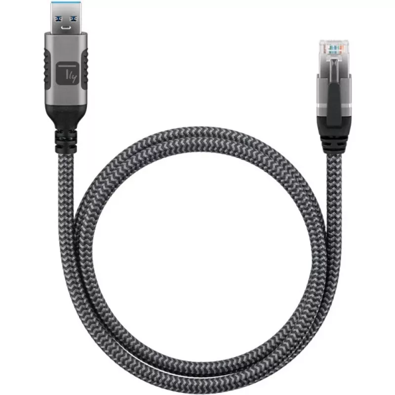 Techly ICOC U3A-RJ45-075 tīkla kabelis Sudrabs, Melns 7.5 m Cat6 F/UTP (FTP)