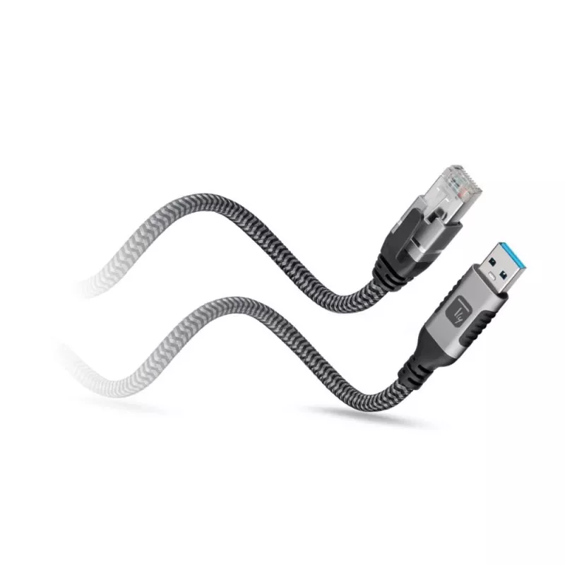 Techly ICOC U3A-RJ45-075 tīkla kabelis Sudrabs, Melns 7.5 m Cat6 F/UTP (FTP)