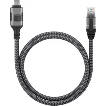 Techly ICOC U3C-RJ45-020 tīkla kabelis 2 m Cat6 F/UTP (FTP) Sudrabs, Melns