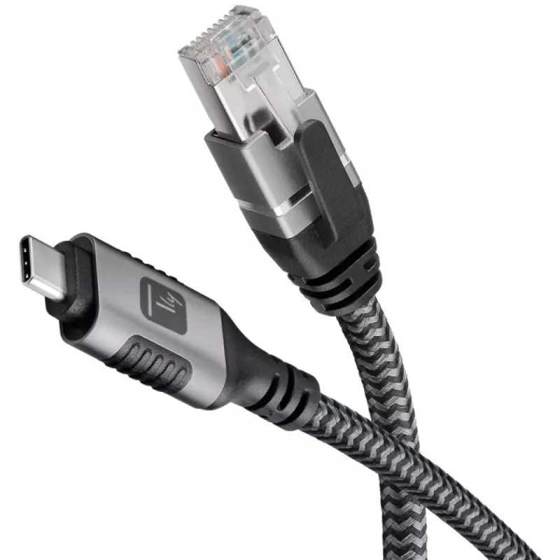 Techly ICOC U3C-RJ45-020 tīkla kabelis 2 m Cat6 F/UTP (FTP) Sudrabs, Melns