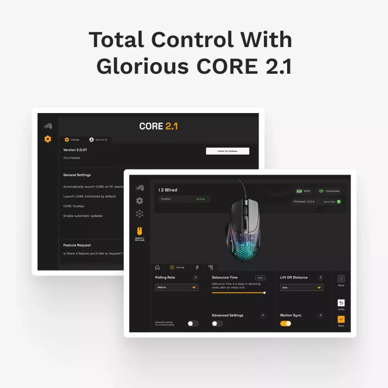 Glorious Gaming Model I 2 Vadu pele - Melna, Labā roka, Optiskā, USB Type-A, 26000 DPI