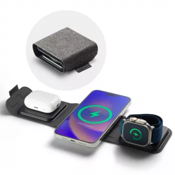 mophie 3-in-1 ceļojumu lādētājs ar MagSafe (2023), iekštelpu, USB, bezvadu uzlāde, melns