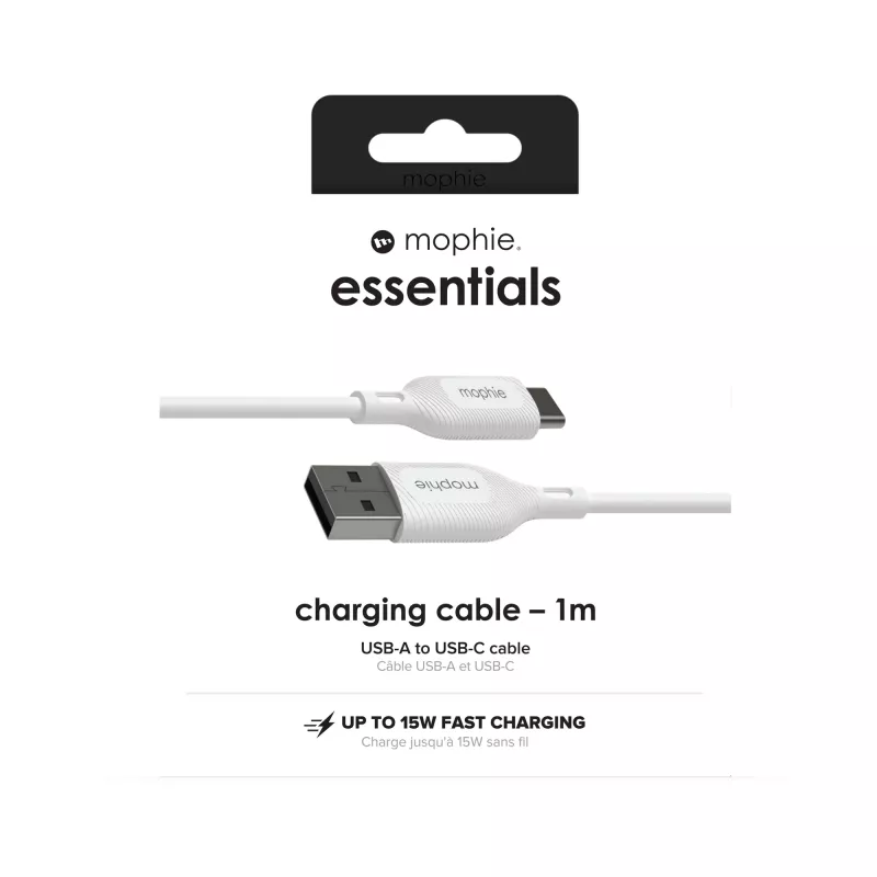 mophie essentials lādēšanas kabelis | 1M USB kabelis USB 2.0 USB A USB C Balts