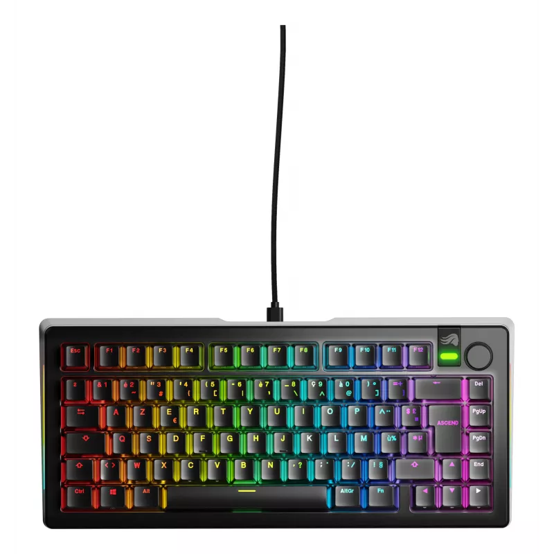 Glorious Gaming GMMK 3 PRO 75% Prebuilt Wired Black - FR, vadu, USB, mehāniska, AZERTY, RGB LED, melna