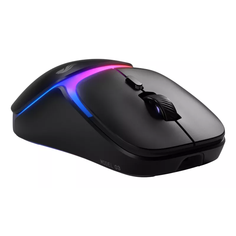 Glorious Gaming Model O3 Wireless Gaming Mouse - Melns, bezvadu, InfinitePlay maiņas bateriju sistēma, 8k polling, 130M optiskie slēdži, 66g, 30K DPI optiskais sensors, RGB