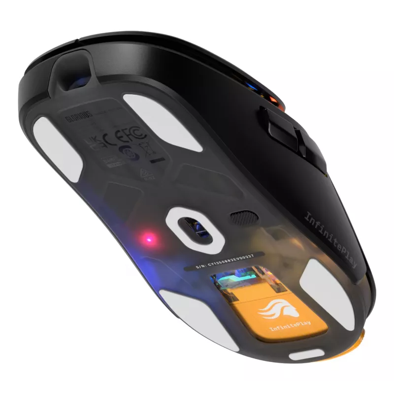 Glorious Gaming Model O3 Wireless Gaming Mouse - Melns, bezvadu, InfinitePlay maiņas bateriju sistēma, 8k polling, 130M optiskie slēdži, 66g, 30K DPI optiskais sensors, RGB