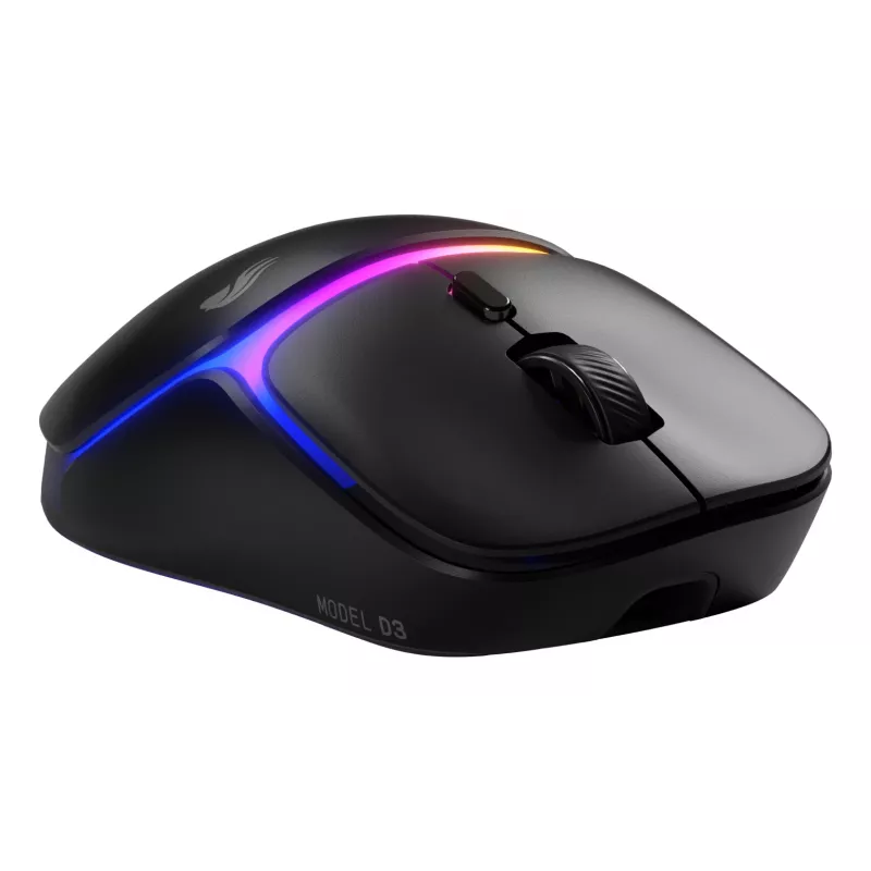 Glorious Gaming Model D3 Wireless Gaming Mouse - InfinitePlay Maināmo Akumulatoru Sistēma, 8k Polling, 130M Klikšķu Optiskie Slēdži, Īpaši Viegls 69g, 30K DPI Optiskais Sensors, RGB - Melns