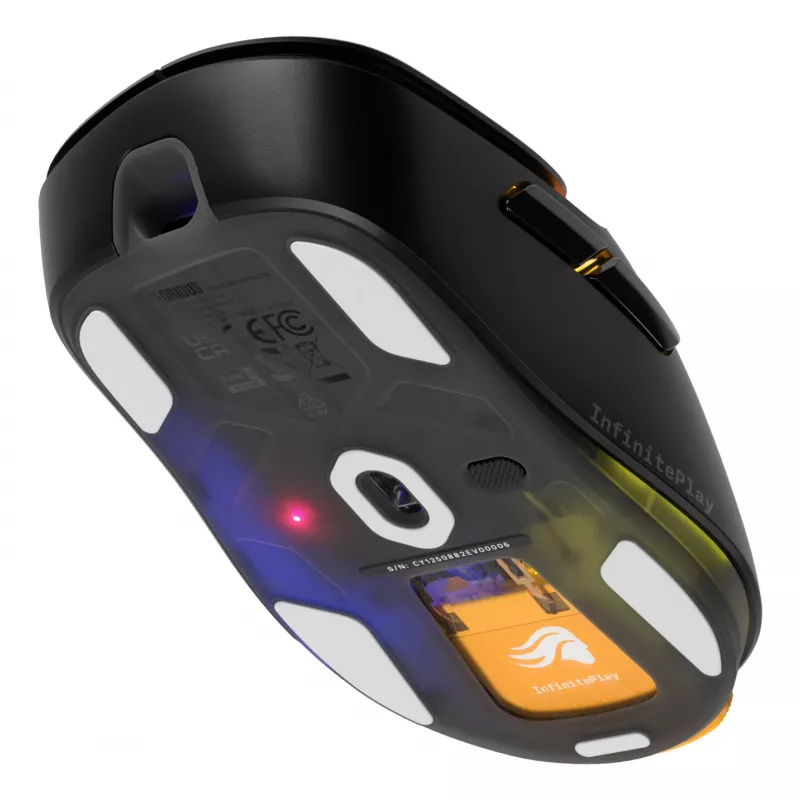 Glorious Gaming Model D3 Wireless Gaming Mouse - InfinitePlay Maināmo Akumulatoru Sistēma, 8k Polling, 130M Klikšķu Optiskie Slēdži, Īpaši Viegls 69g, 30K DPI Optiskais Sensors, RGB - Melns