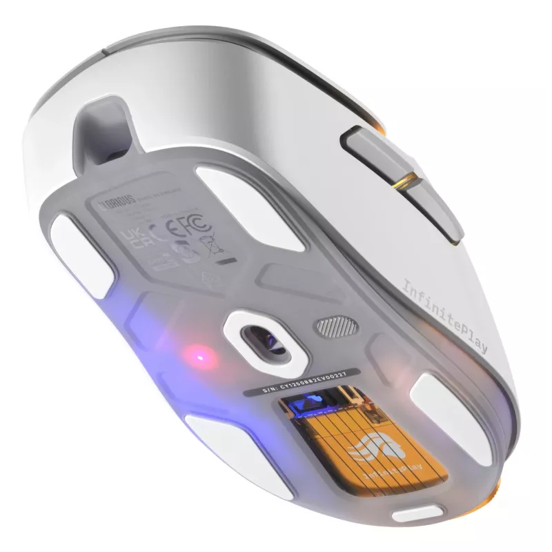 Glorious Gaming Model D3 Wireless Gaming Pele - InfinitePlay Maināmo Akumulatoru Sistēma, 8k Polling, 130M Klikšķu Optiskie Slēdži, Īpaši Viegls 69g, 30K DPI Optiskais Sensors, RGB - Balta