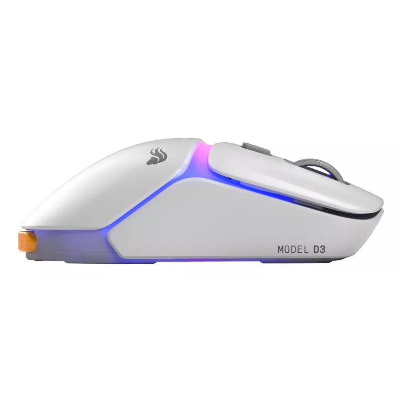 Glorious Gaming Model D3 Wireless Gaming Pele - InfinitePlay Maināmo Akumulatoru Sistēma, 8k Polling, 130M Klikšķu Optiskie Slēdži, Īpaši Viegls 69g, 30K DPI Optiskais Sensors, RGB - Balta