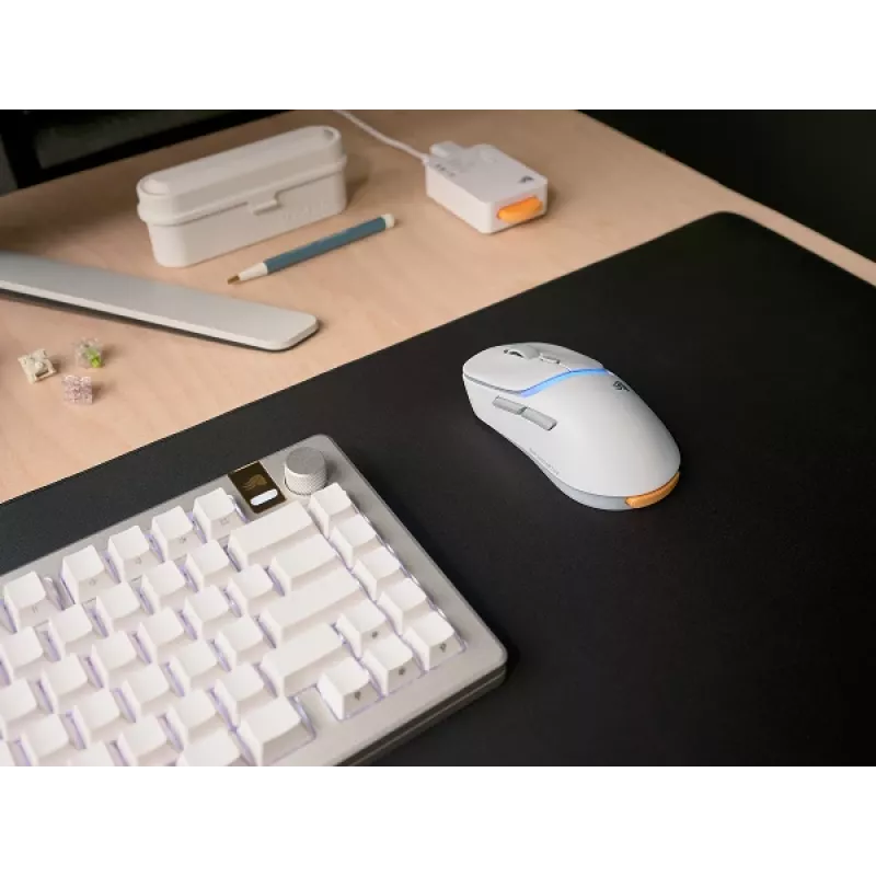 Glorious Gaming Model D3 Wireless Gaming Pele - InfinitePlay Maināmo Akumulatoru Sistēma, 8k Polling, 130M Klikšķu Optiskie Slēdži, Īpaši Viegls 69g, 30K DPI Optiskais Sensors, RGB - Balta