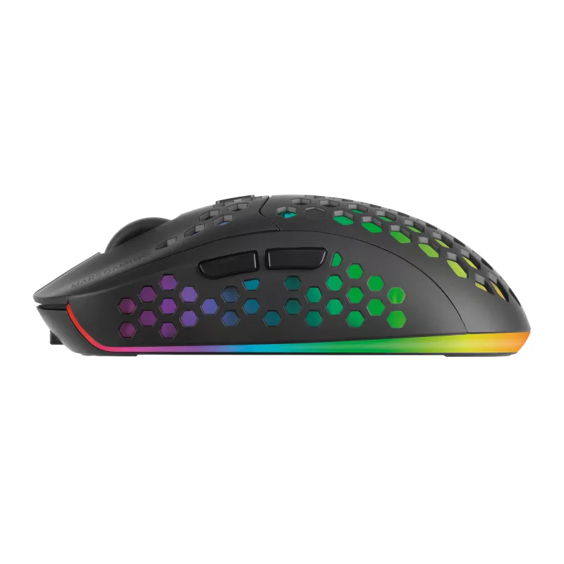 Mars Gaming MMW3 bezvadu spēļu pele, RGB Flow, īpaši viegla 79g, 3200DPI, Melna