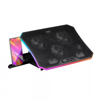 Mars Gaming MNBC6 dzesēšanas pamatne + statīvs XL 19 inch ARGB, 3 ventilatori, mobilā telefona statīvs