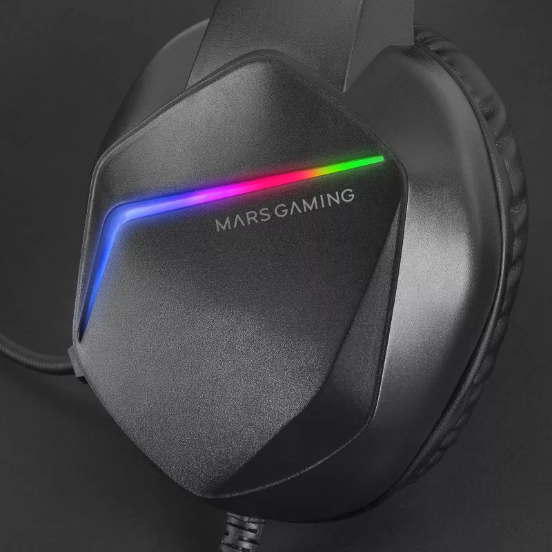 Mars Gaming MH122 Melns, FRGB Pāri Ausīm Spēļu Austiņas ar Mikrofonu, HiFi Skaņa, Skaņas Slāpēšana, Īpaši Vieglas, PS4 PS5 Xbox Switch Planšete Windows Mac