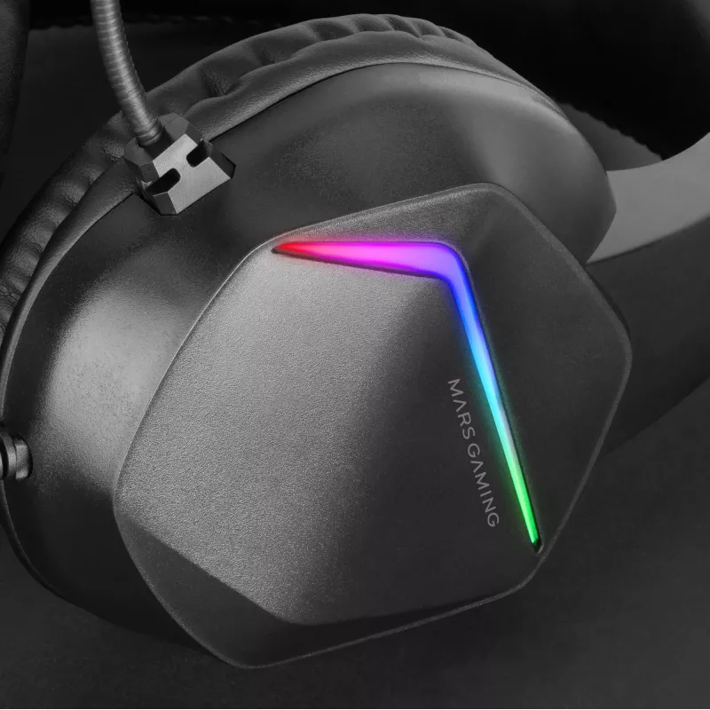 Mars Gaming MH122 Melns, FRGB Pāri Ausīm Spēļu Austiņas ar Mikrofonu, HiFi Skaņa, Skaņas Slāpēšana, Īpaši Vieglas, PS4 PS5 Xbox Switch Planšete Windows Mac