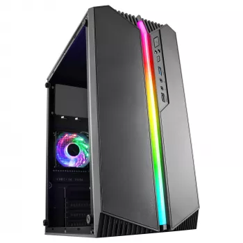 Mars Gaming MC-S1 Melns Kompakts Micro-ATX Gaming PC Korpus ARGB Apgaismojums 12 Režīmi FRGB Ventilators Pilns Sānu Logs