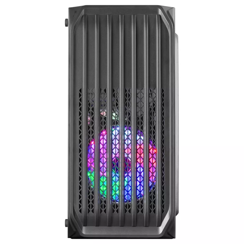 Mars Gaming MC-S2 Black kompakts Micro-ATX spēļu datora korpuss ar 2 FRGB varavīksnes ventilatoriem, priekšējo režģi un pilnu sānu logu