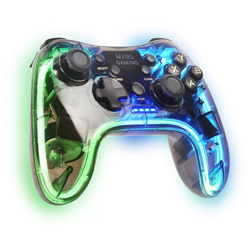 Mars Gaming MGP-24 bezvadu spēļu kontrolieris 2.4GPRO Neon RGB Dual Haptic Vibration