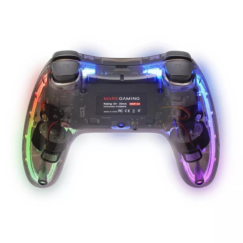 Mars Gaming MGP-24 bezvadu spēļu kontrolieris 2.4GPRO Neon RGB Dual Haptic Vibration