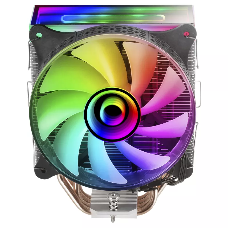 Mars Gaming MCPU-VR Black CPU dzesētājs ar Dual Infinity Mirror ARGB, 4 HCT siltuma caurulēm, 180W TDP, klusu PWM 12cm ventilatoru