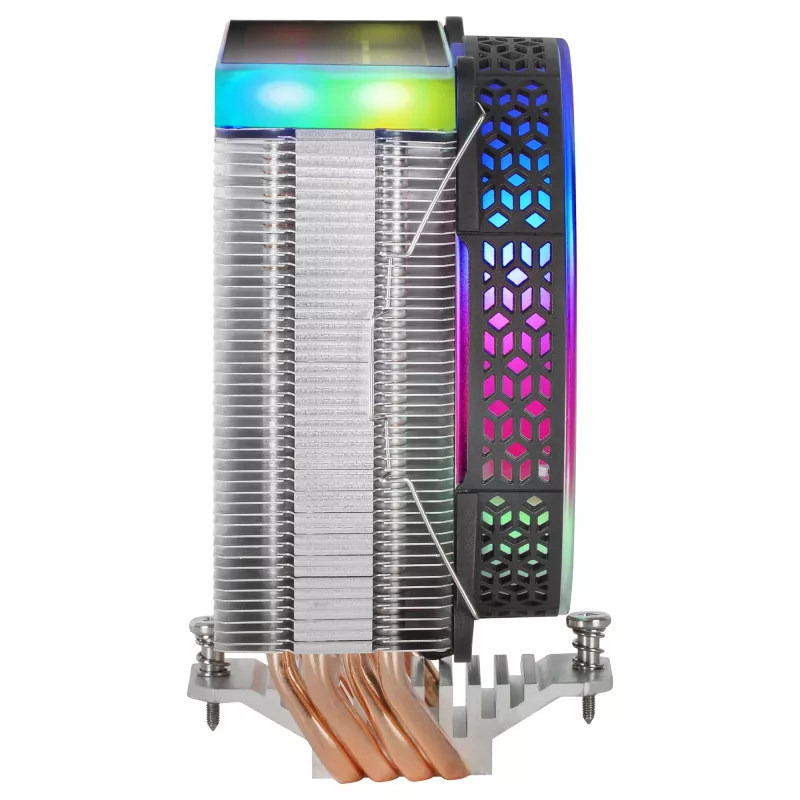 Mars Gaming MCPU-VR Black CPU dzesētājs ar Dual Infinity Mirror ARGB, 4 HCT siltuma caurulēm, 180W TDP, klusu PWM 12cm ventilatoru