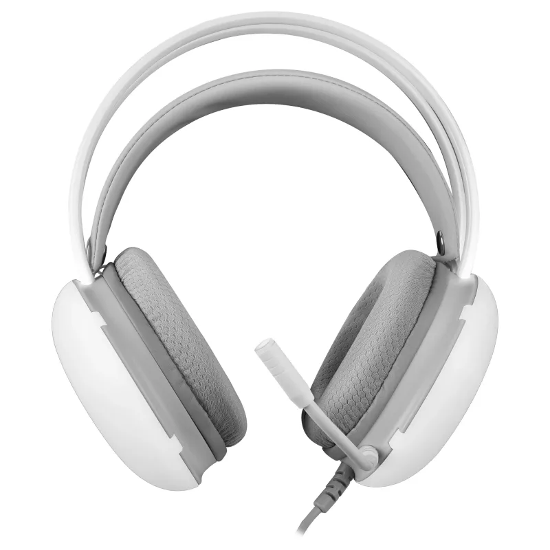 Mars Gaming MH-GLOW White 360° Full Chroma RGB Flow austiņas ar trokšņu slāpējošu mikrofonu, īpaši vieglas, atmiņas putu polsteri, universāla saderība