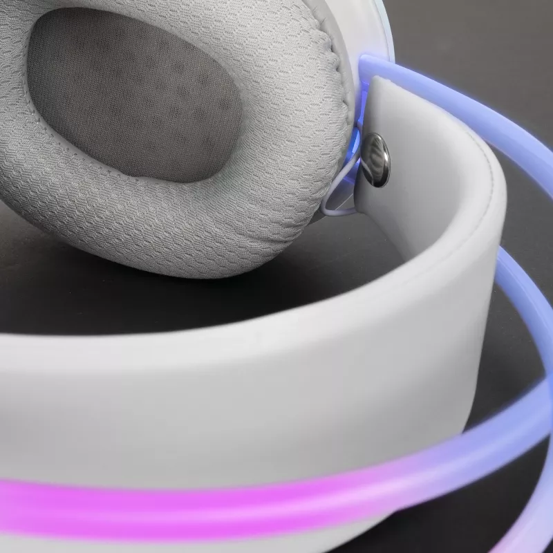 Mars Gaming MH-GLOW White 360° Full Chroma RGB Flow austiņas ar trokšņu slāpējošu mikrofonu, īpaši vieglas, atmiņas putu polsteri, universāla saderība