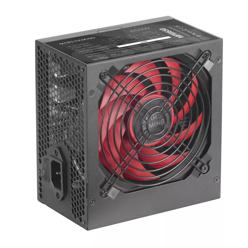 Mars Gaming MPIII650 barošanas bloks 650W ATX 5 gadu garantija AI-RPM klusums 85% efektivitāte melns