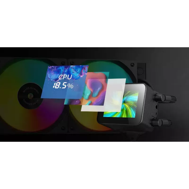 Mars Gaming MLVISION240 — procesora dzesēšanas sistēma, AIO šķidruma dzesētājs, 12 cm, melns