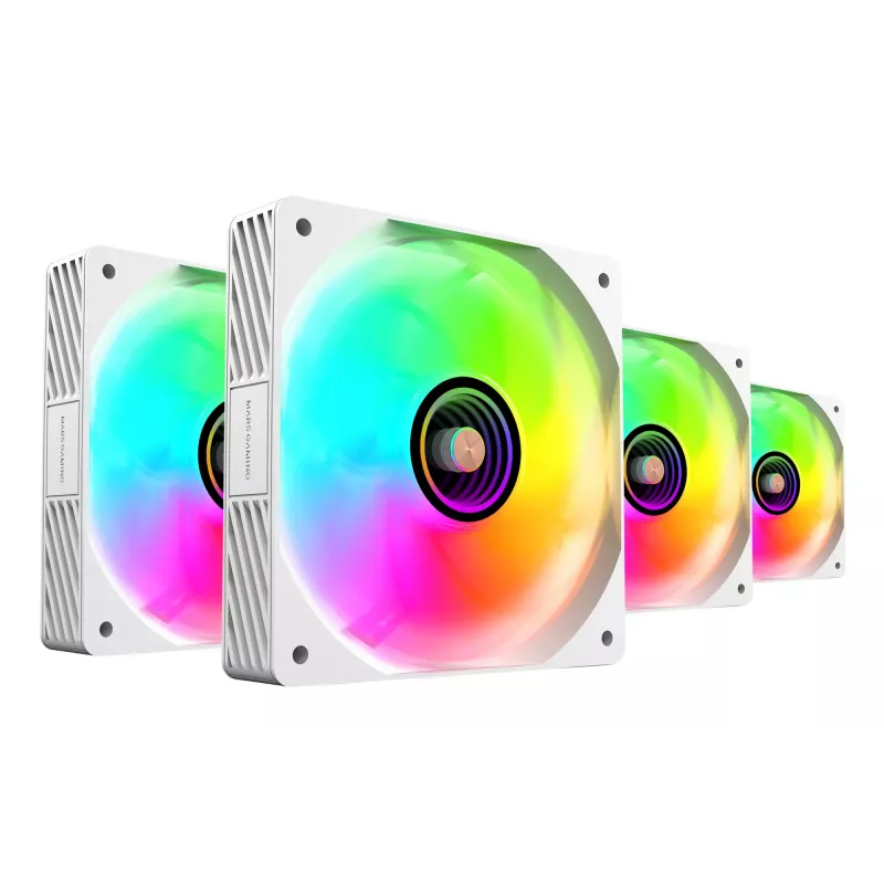 Mars Gaming MFSI4KITW dzesēšanas sistēma 4x120mm ARGB ventilatori ar hub un tālvadību Balts