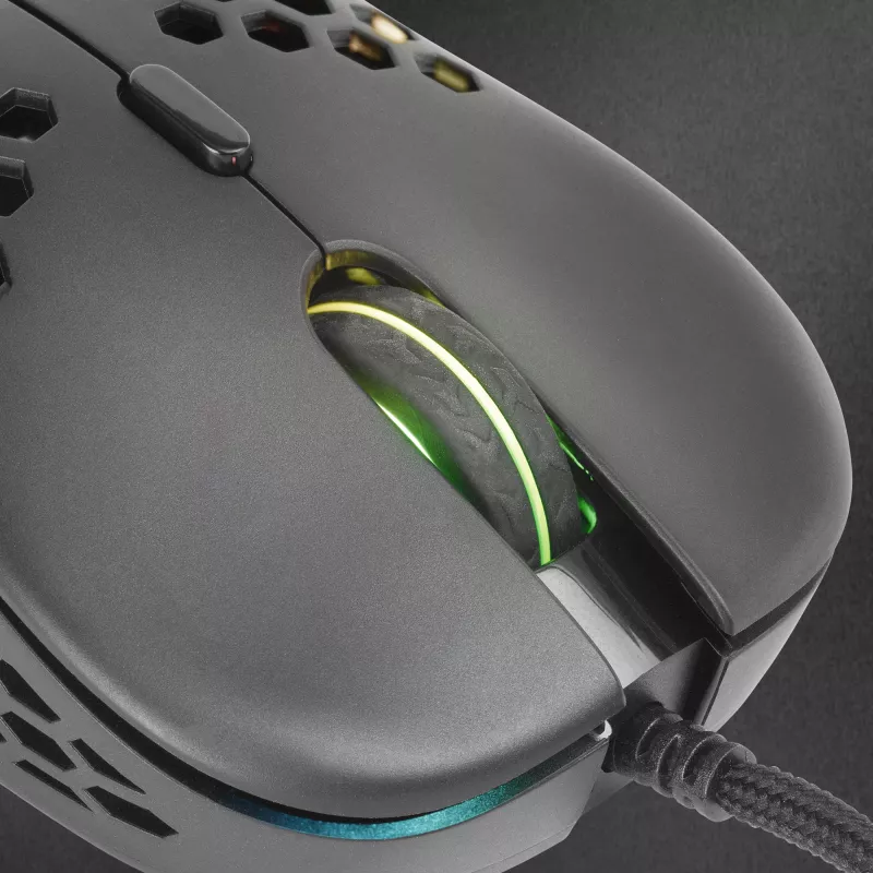 Mars Gaming MM55 Black RGB Chroma Gaming Pele – Īpaši viegla 55g, 12800 DPI, HUANO mehāniskie slēdži