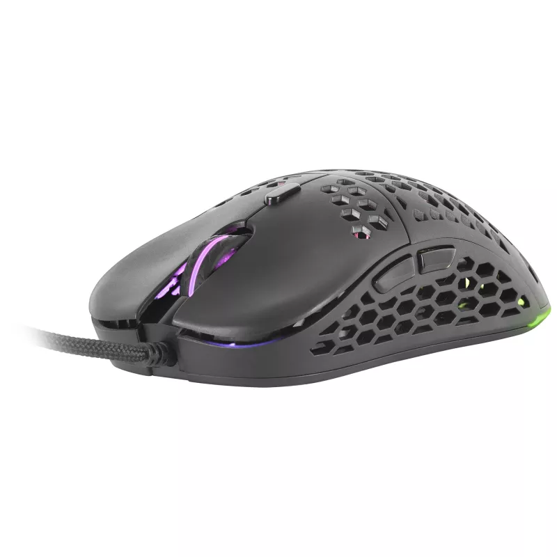Mars Gaming MM55 Black RGB Chroma Gaming Pele – Īpaši viegla 55g, 12800 DPI, HUANO mehāniskie slēdži