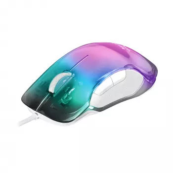 Mars Gaming MMGLOW Chroma-Glow RGB spēļu pele, spoguļapdare, īpaši viegla, 12800 DPI, balta