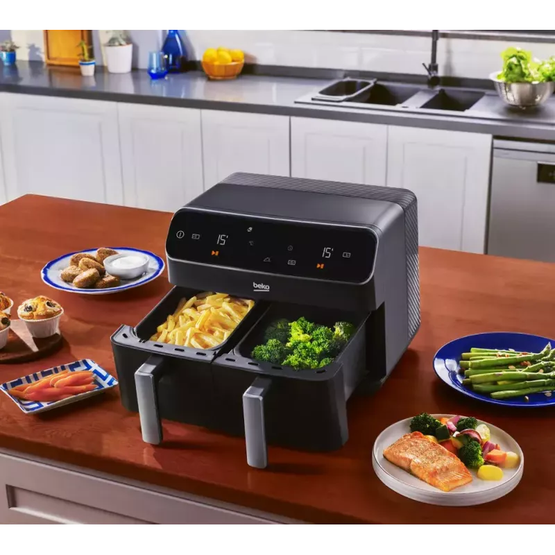 Gaisa fritē BEKO ExpertFry FRL3374B 7.6L 1750W Melna ar skārienjutīgu vadību, 9 programmām, 35–200°C