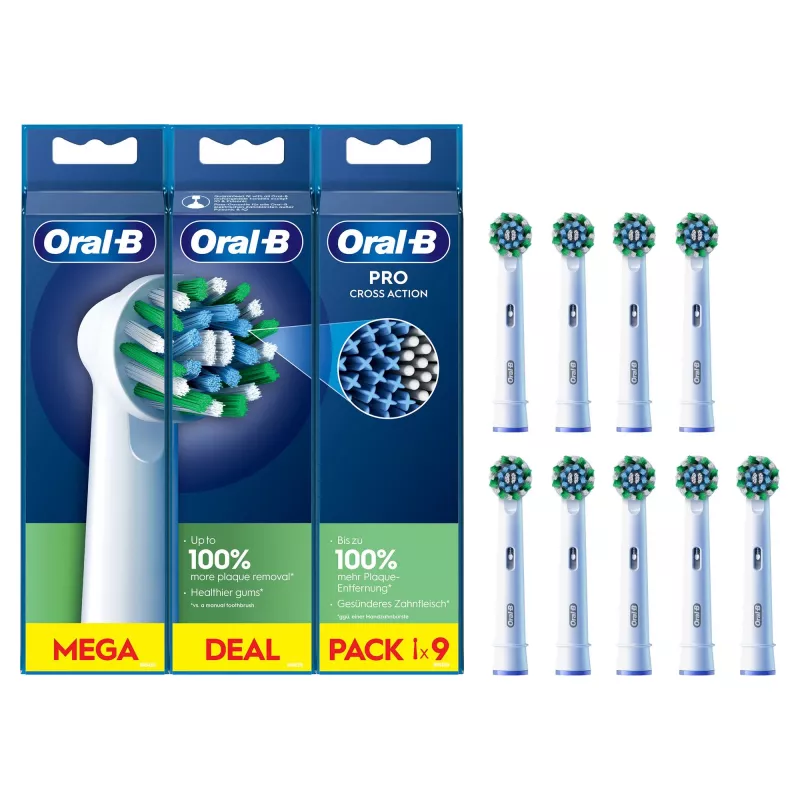 Oral-B CrossAction zobu suku uzgaļi 9 gab. balti