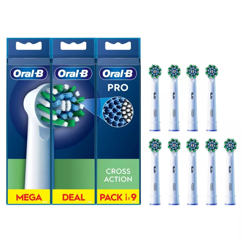 Oral-B CrossAction zobu suku uzgaļi 9 gab. balti