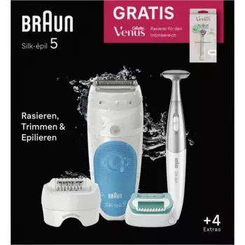 Braun Silk-épil 5 810 + Gillette Venus Trimmer 28 pincetes, zils, balts